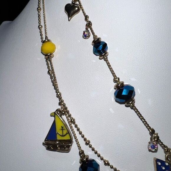 Betsey Johnson Ship Shape Layered Charm Necklace and Bracelet Set - Picture 11 of 14